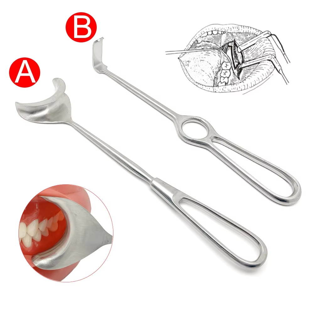 Stainless Steel Dental Surgical Tool for Maxillofacial Soft Tissue Retraction Long Upper Lower Bends Implant