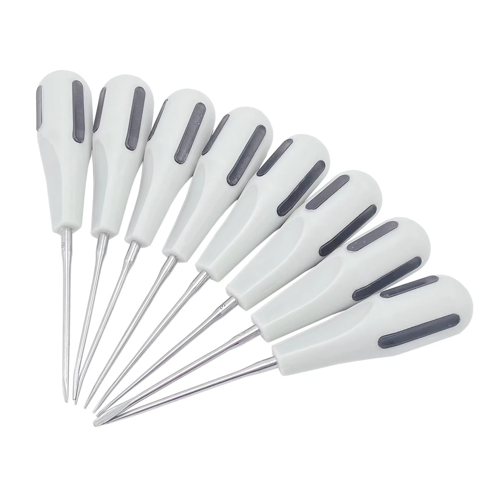 8pcs TOMENTY Dental Extracting Apical Root Elevators Surgery Stainless Steel with Plastic Handle Dentistry Surgical Screwdriver
