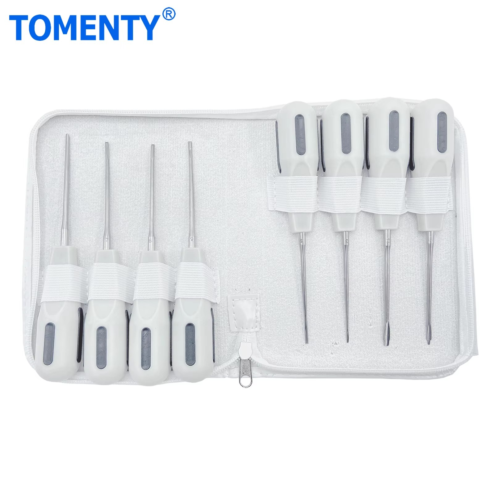 8pcs TOMENTY Dental Extracting Apical Root Elevators Surgery Stainless Steel with Plastic Handle Dentistry Surgical Screwdriver