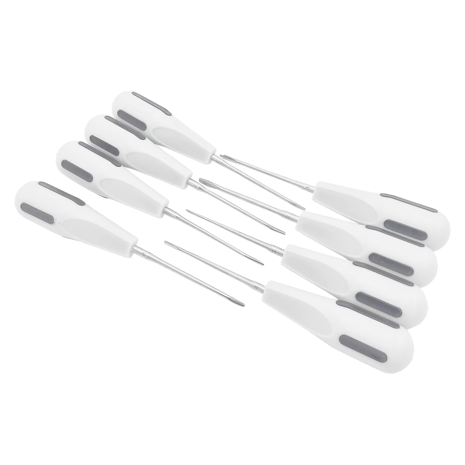 8pcs TOMENTY Dental Extracting Apical Root Elevators Surgery Stainless Steel with Plastic Handle Dentistry Surgical Screwdriver