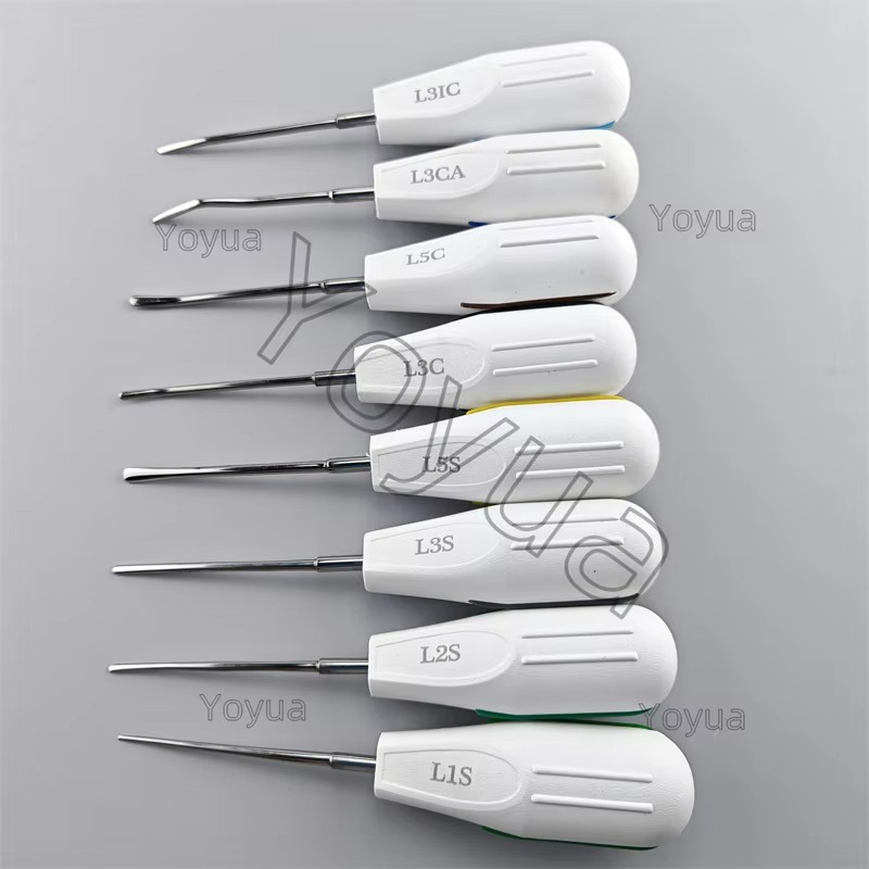 8pcs/set Dental Minimally Luxating Elevators Curved Root Forceps Invasive Tooth Extracting Set Dentistry Surgical Instrument
