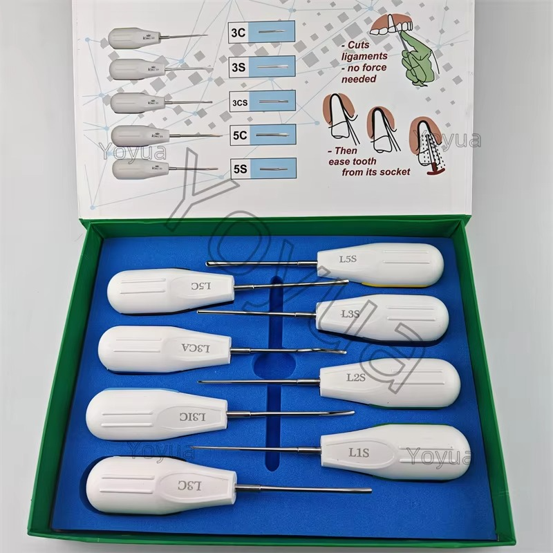 8pcs/set Dental Minimally Luxating Elevators Curved Root Forceps Invasive Tooth Extracting Set Dentistry Surgical Instrument