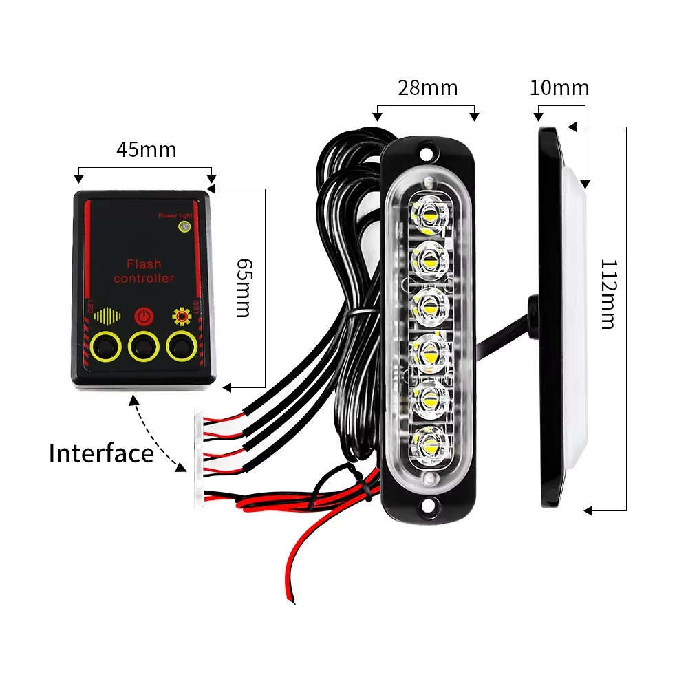 4 in 1 Car Front Grille Lighting Police LED Emergency Strobe Warning Lights Fireman Flash Beacon Signal Lamp Yellow White 12V