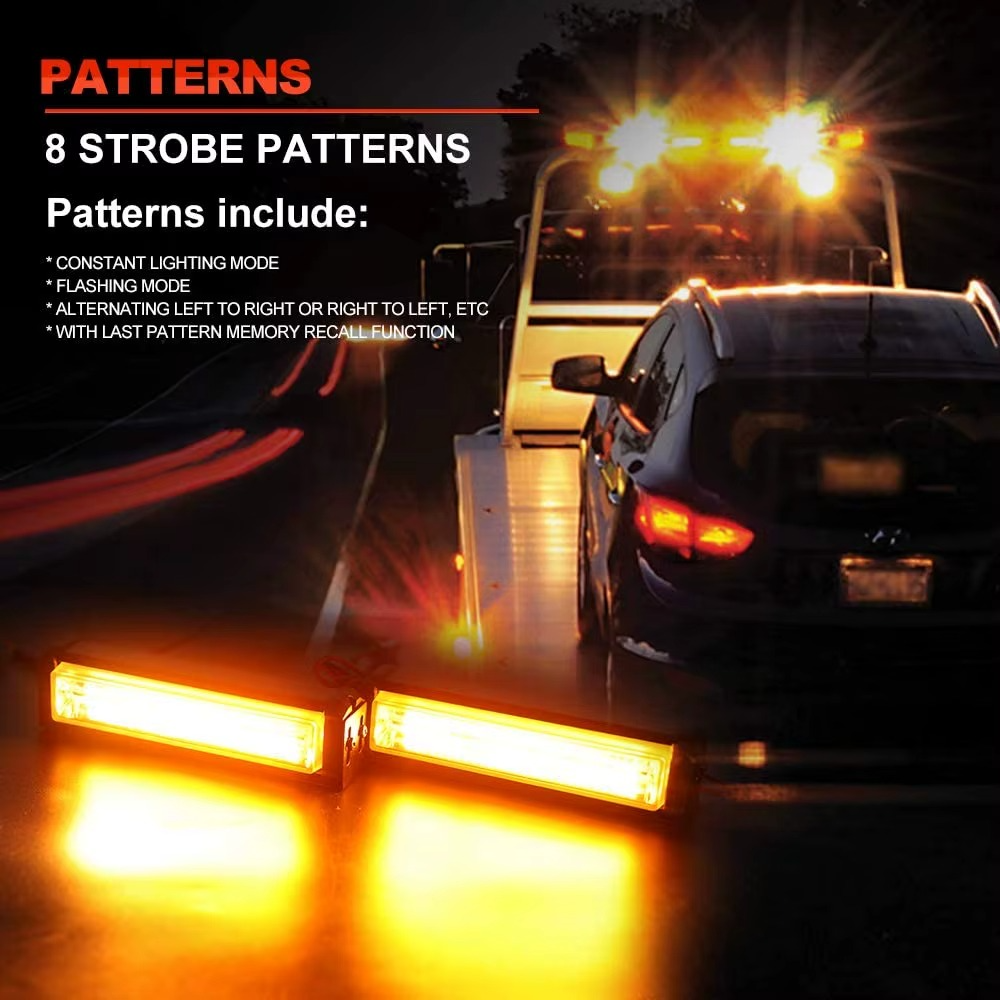COB Car Front Grille Emergency Strobe Light Head 80W LED Police Warning Flashing Lightbar Vehicle Daytime Running Lamp 12V