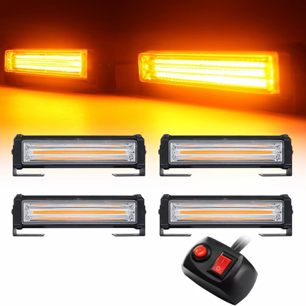 COB Car Front Grille Emergency Strobe Light Head 80W LED Police Warning Flashing Lightbar Vehicle Daytime Running Lamp 12V