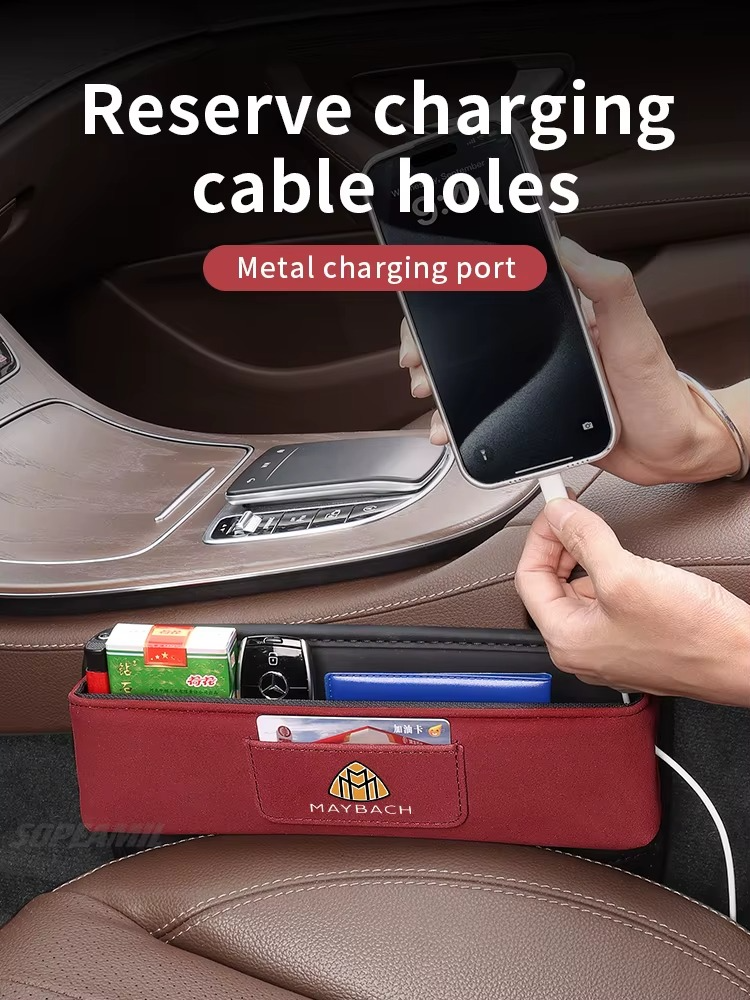 For Maybach S Class GLS480GLS600 S400 S450 S480 S560 S580 S650 S680 Suede Car Seat Crevice Storage Box Seat Gap Slot Card Holder