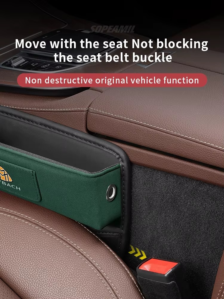 For Maybach S Class GLS480GLS600 S400 S450 S480 S560 S580 S650 S680 Suede Car Seat Crevice Storage Box Seat Gap Slot Card Holder