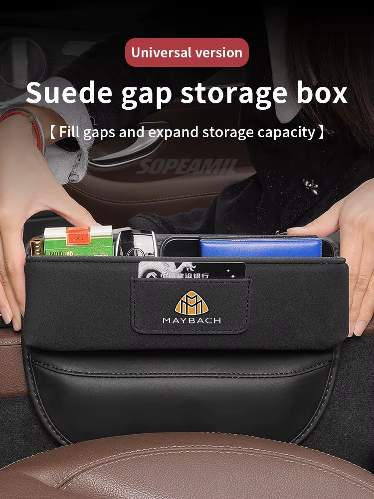 For Maybach S Class GLS480GLS600 S400 S450 S480 S560 S580 S650 S680 Suede Car Seat Crevice Storage Box Seat Gap Slot Card Holder