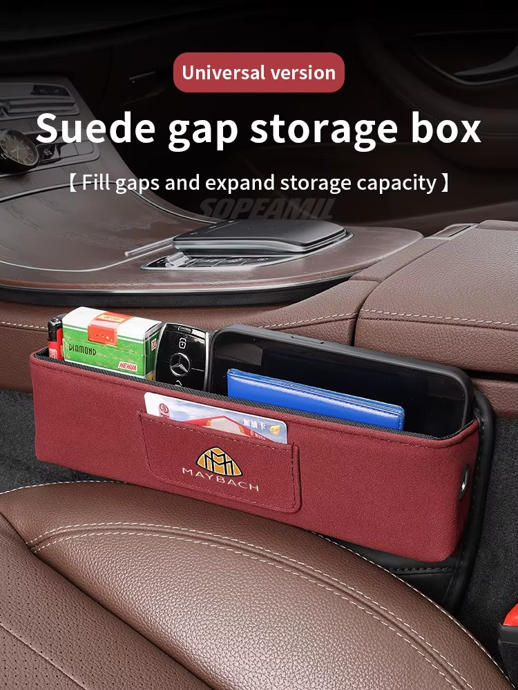 For Maybach S Class GLS480GLS600 S400 S450 S480 S560 S580 S650 S680 Suede Car Seat Crevice Storage Box Seat Gap Slot Card Holder