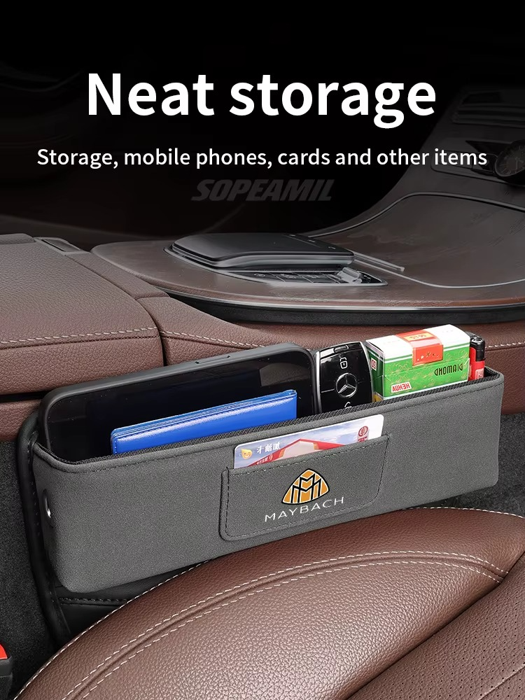 For Maybach S Class GLS480GLS600 S400 S450 S480 S560 S580 S650 S680 Suede Car Seat Crevice Storage Box Seat Gap Slot Card Holder