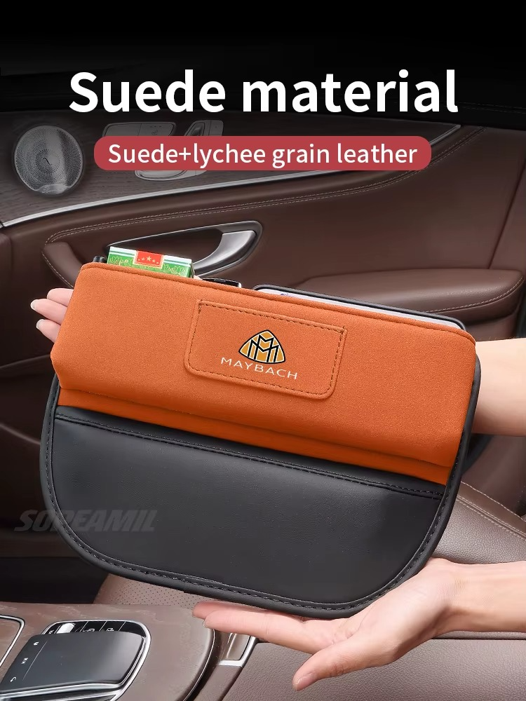 For Maybach S Class GLS480GLS600 S400 S450 S480 S560 S580 S650 S680 Suede Car Seat Crevice Storage Box Seat Gap Slot Card Holder