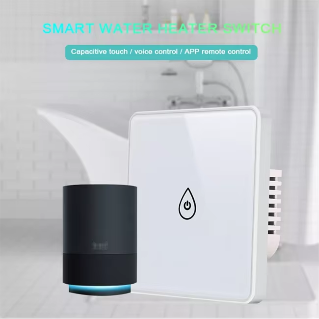 Glomarket Smart Tuya Water Heater Switch EU Standard Tuya Smart Life Glass Touch Panel Water Heater Boiler Switch