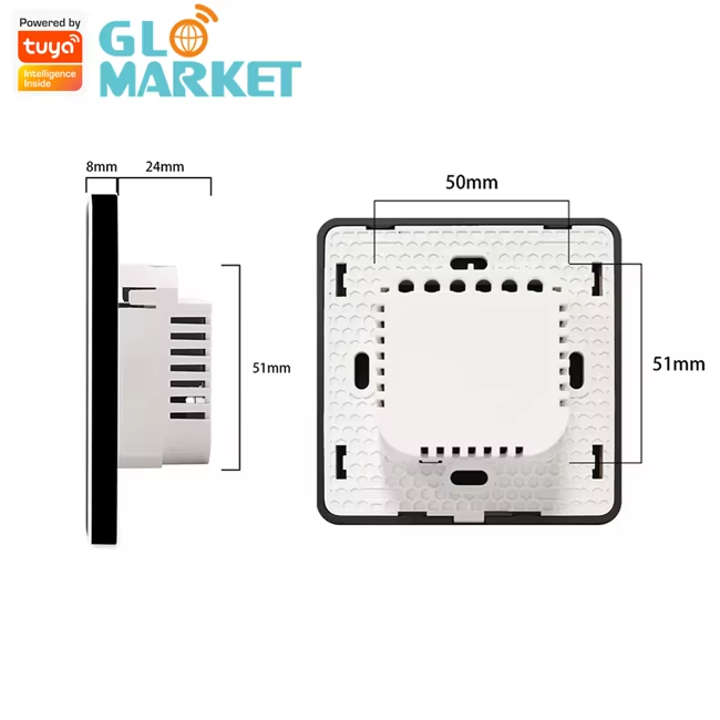 Glomarket Smart Tuya Water Heater Switch EU Standard Tuya Smart Life Glass Touch Panel Water Heater Boiler Switch
