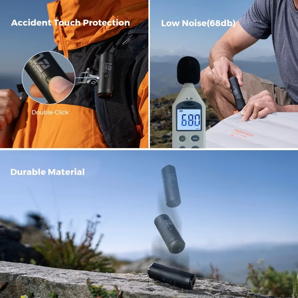 FLEXTAILGEAR ZERO PUMP Portable Camping Air Pump Electric Inflator for Sleeping Pads, 1 Rechargeable Battery Included