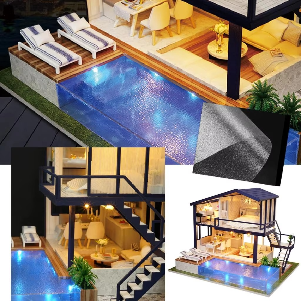 Dollhouse with Realistic Furniture Kits, Miniature Doll House