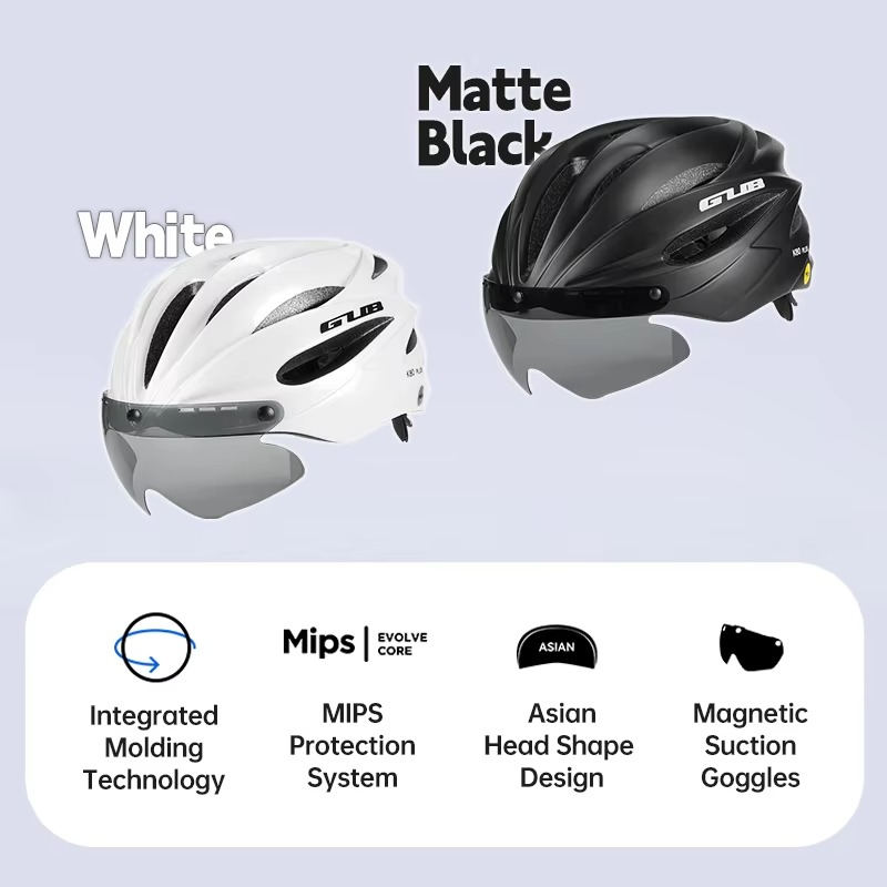 GUB PC+EPS Bicycle Helmet Mips Bike Cascos Adults Road Cycling Helmets Integral Hat with Goggles Bi Cycle Half Caps for Man L