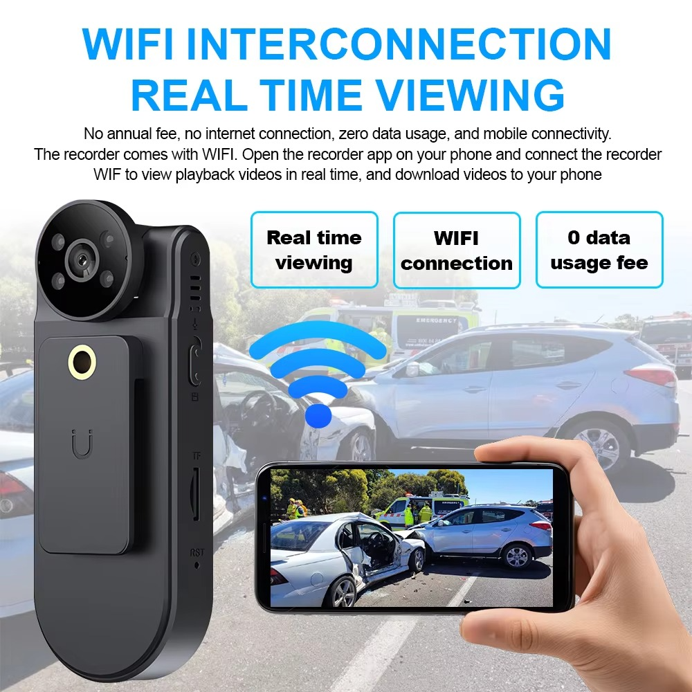 4K 1080P HD Wifi Body Camera Portable Night Vision Police Cam Small Digital Video DVR Recorder Back Clip Sport Bike Camcorder