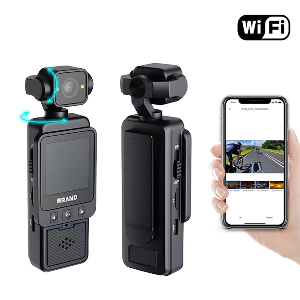 Wearable 1080P WiFi Sports Camera Handheld 180° Rotating Mini Portable Anti-shake Camera Wireless Night Vision Cycling Recorder