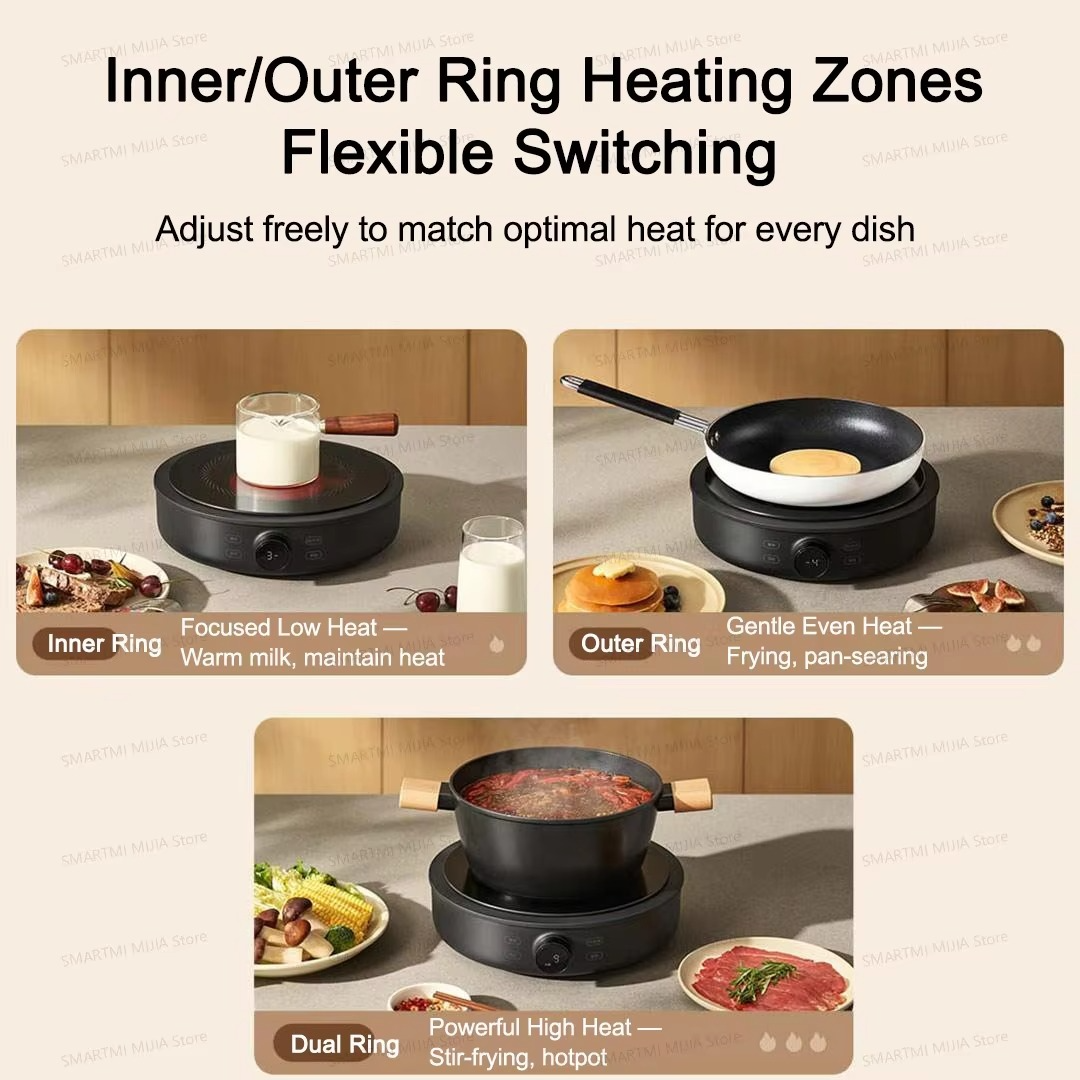 XIAOMI MIJIA Electric Ceramic Cooktop,10‑Level Power With Child Safety Lock,Timer,2200W Induction Cooker,CN Version With Adapter