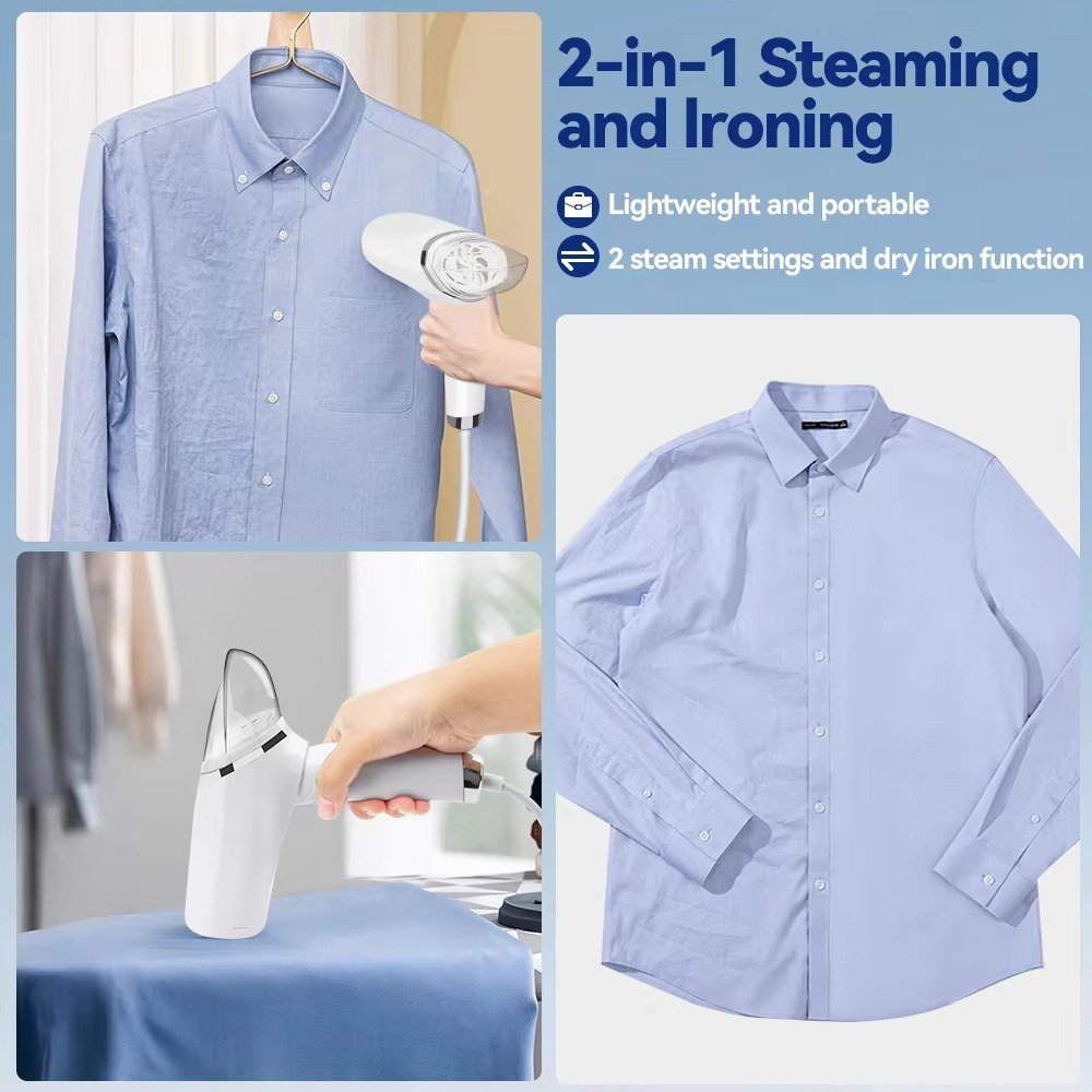 Foldable Garment Steam Iron 1000W Portable Handheld Fabric Steamer Iron With 30s Fast Heat-up Home Travelling Clothes Steamer