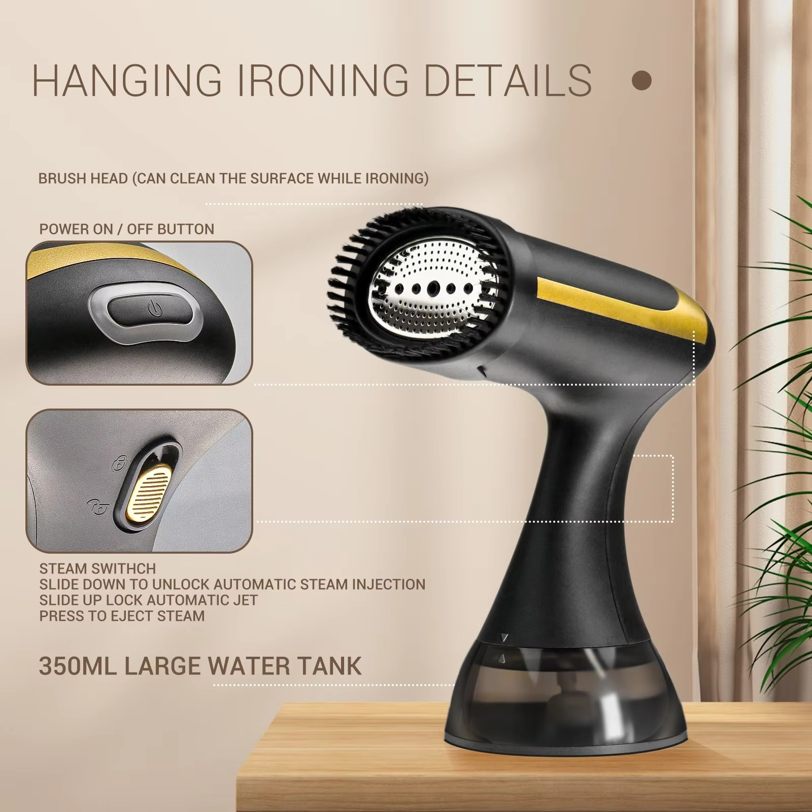 1500W Hand Holding Garment Steamer Iron Steam Cleaner For Cloth 350ml Large Water Tank Garment Hanging Steamer Clothes Ironing