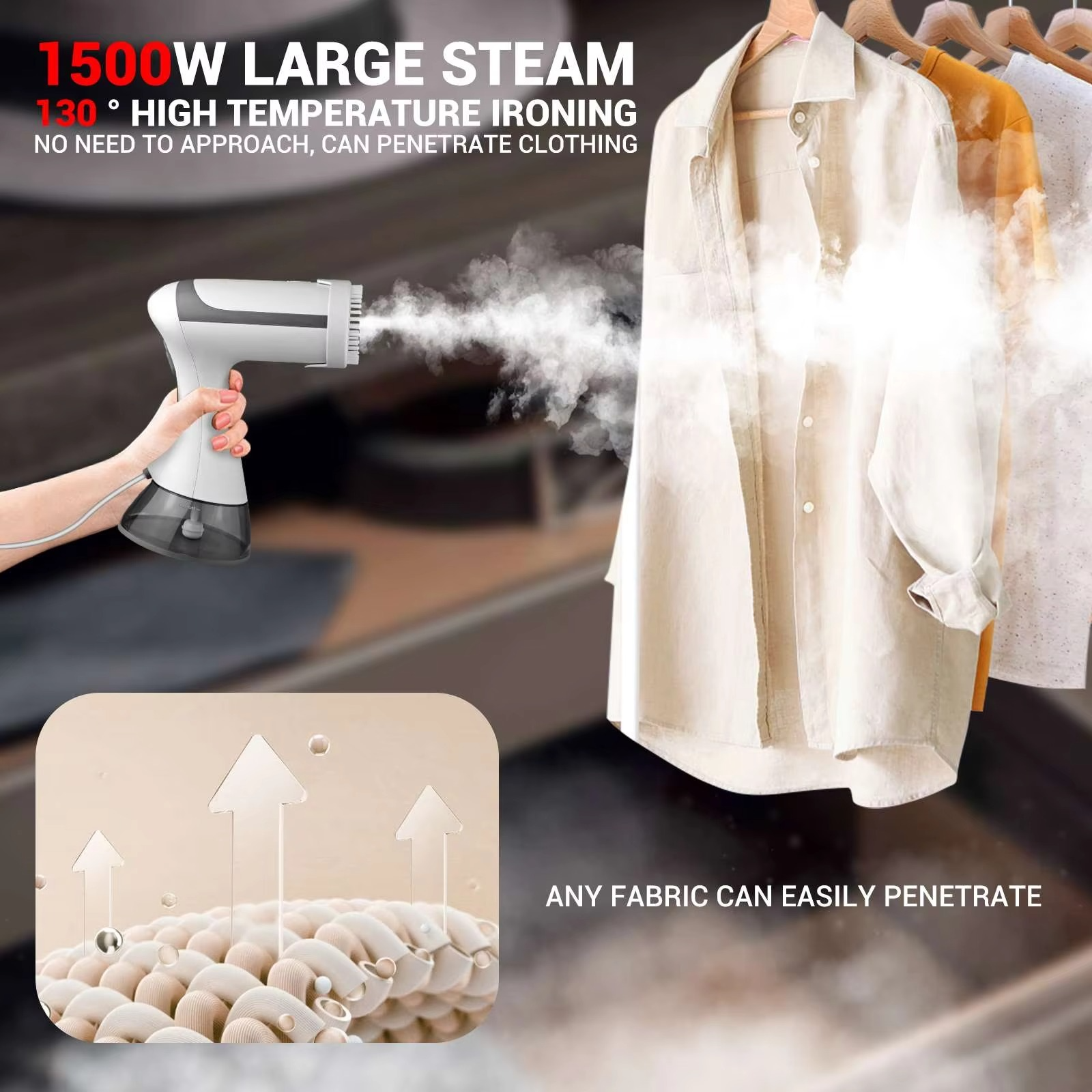 1500W Hand Holding Garment Steamer Iron Steam Cleaner For Cloth 350ml Large Water Tank Garment Hanging Steamer Clothes Ironing