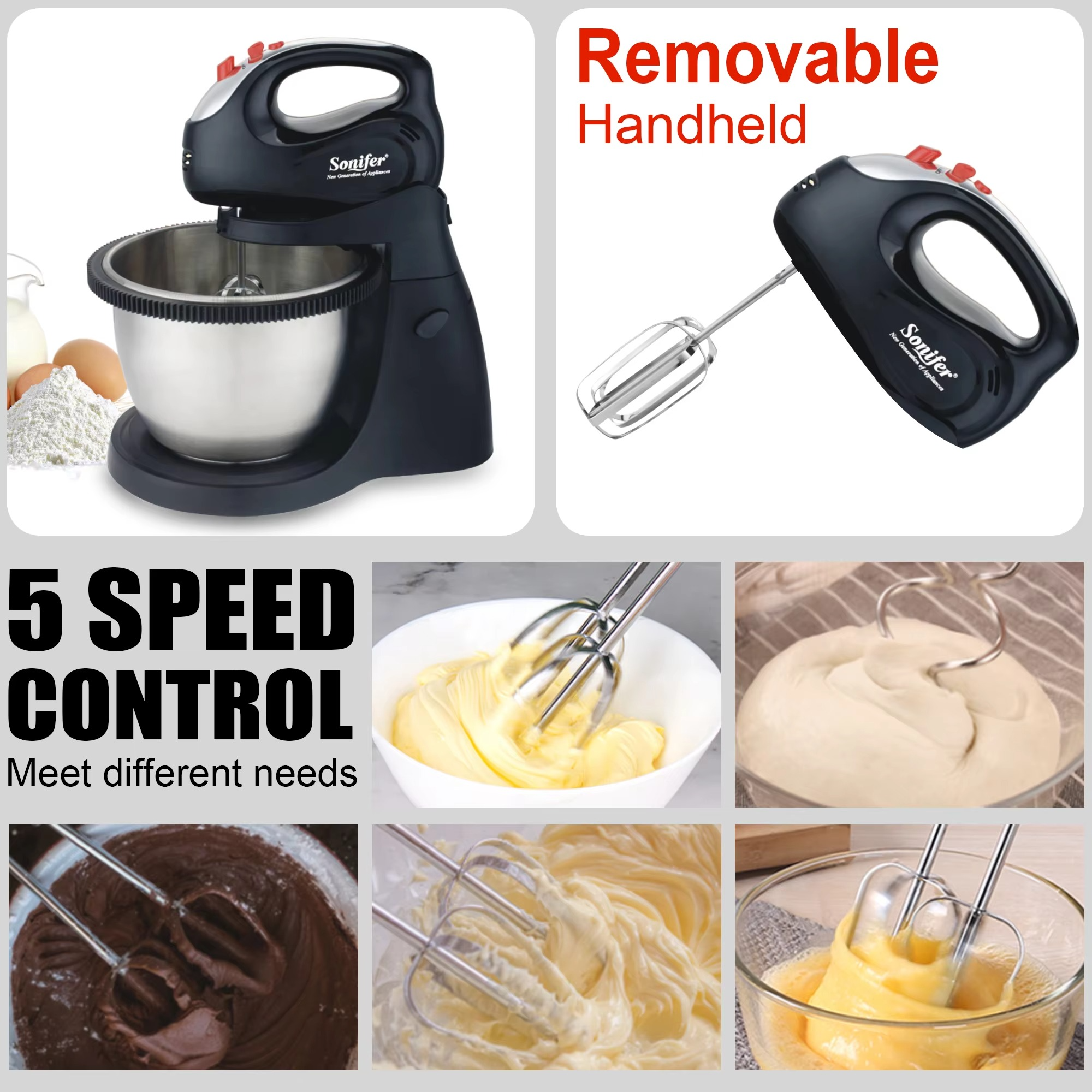 Stand Mixer Professional Kitchen Aid Chef Machine 250W Food Blender Cream Whisk Cake Dough Mixers With 3L Bowl Charm Sonifer