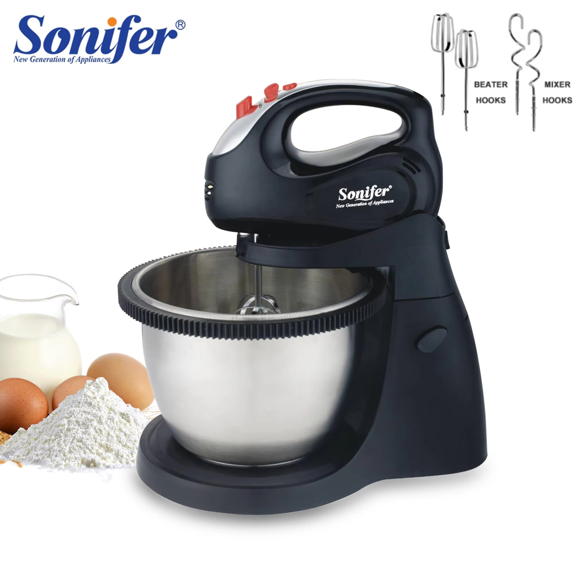 Stand Mixer Professional Kitchen Aid Chef Machine 250W Food Blender Cream Whisk Cake Dough Mixers With 3L Bowl Charm Sonifer