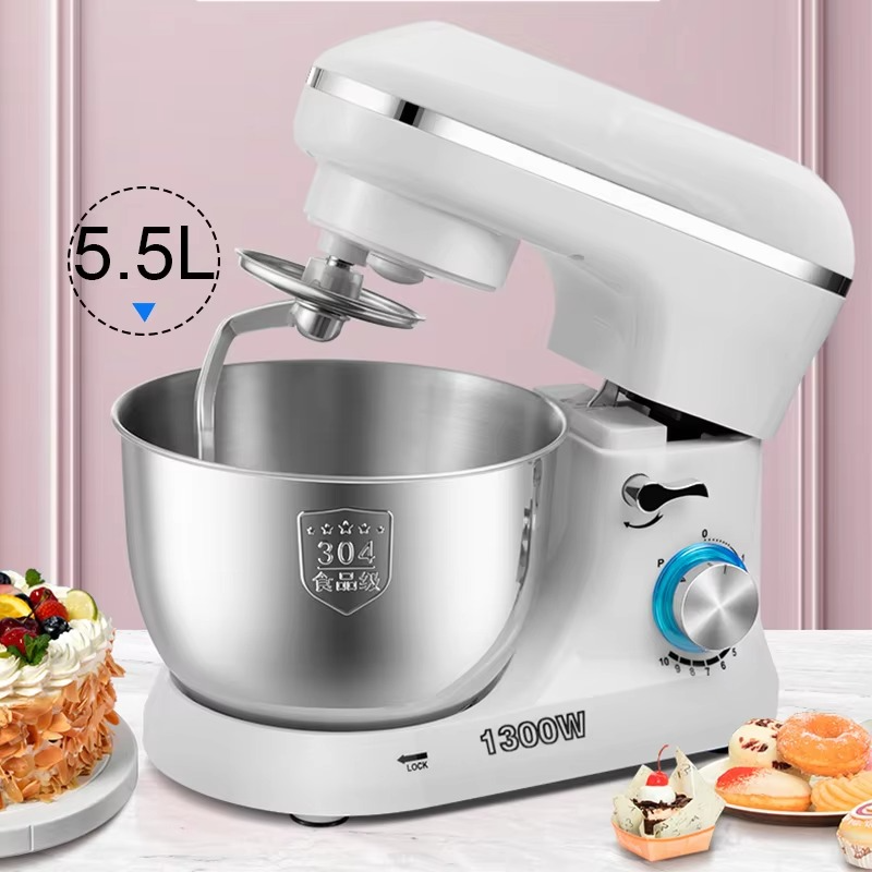 5.5L Planetary mixer Stainless Steel Bowl Kitchen Food Stand Mixer Cream Egg Whisk Blender Cake Dough Bread Mixer Maker Machine