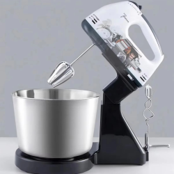 1pc-Dual-Power Kitchen Mixer - Electric & Manual Handheld Blender for Baking/Cooking (Includes Mixing Bowl)