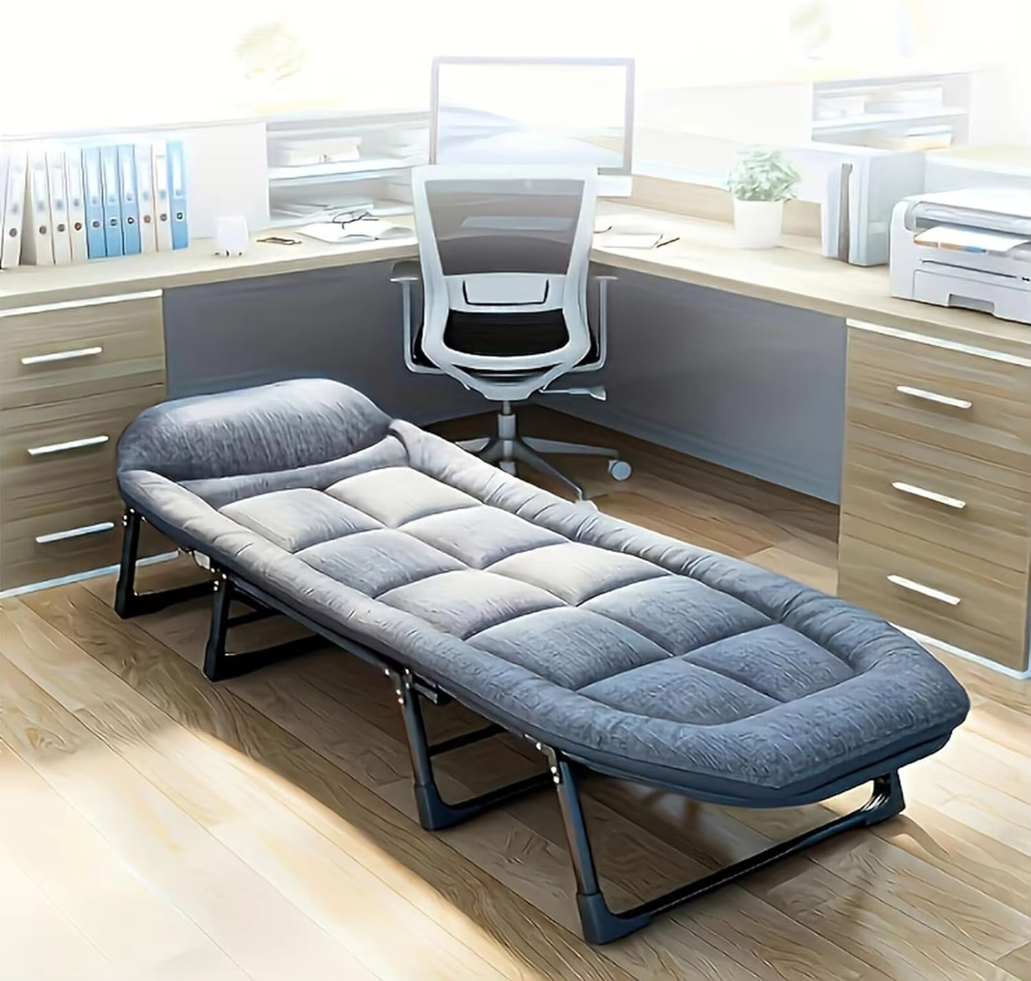 Folding Bed, Adjustable 6-Position Foldable Cot with Cushion and Pillow, Camping Cots for Adults, Portable Cot for Sleeping,Camp