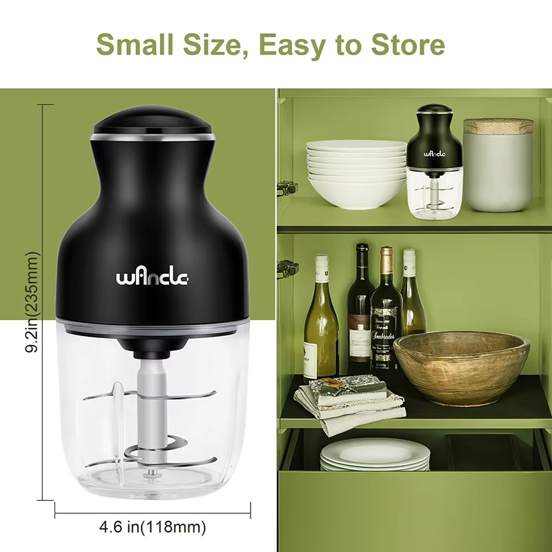Wancle 0.6L Household Meat Grinder Food Processor Stainless Steel Blade 350W High Power Vegetable Fruit Chopper Kitchen Grinder