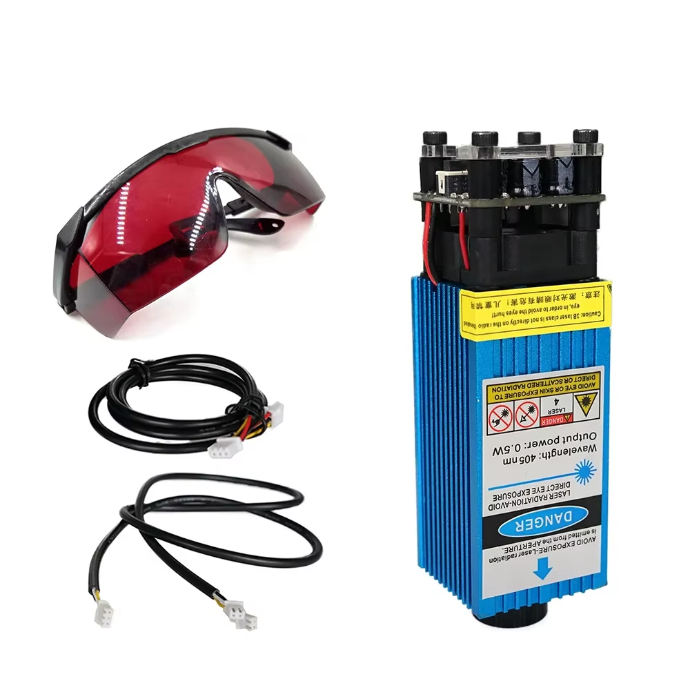 500mW 405NM 12V Blue Violet Laser Module Adjustable Focal Laser Head With TTL PWM Control With Goggles For Laser Engraver