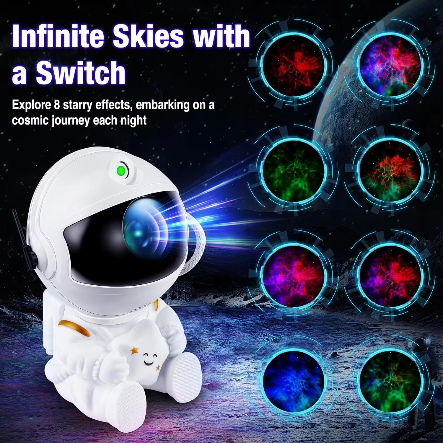 Galaxy Star Projector LED Night Light – Astronaut Space Nebula Lamp for Bedroom & Kids Gift