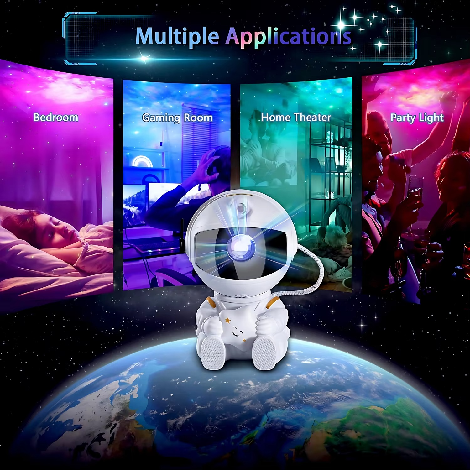 Galaxy Star Projector LED Night Light – Astronaut Space Nebula Lamp for Bedroom & Kids Gift