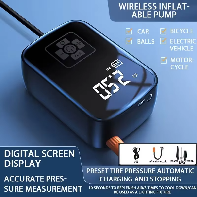 Car air pump Car portable intelligent wireless digital display pump Multifunctional tire basketball bicycle emergency air pump