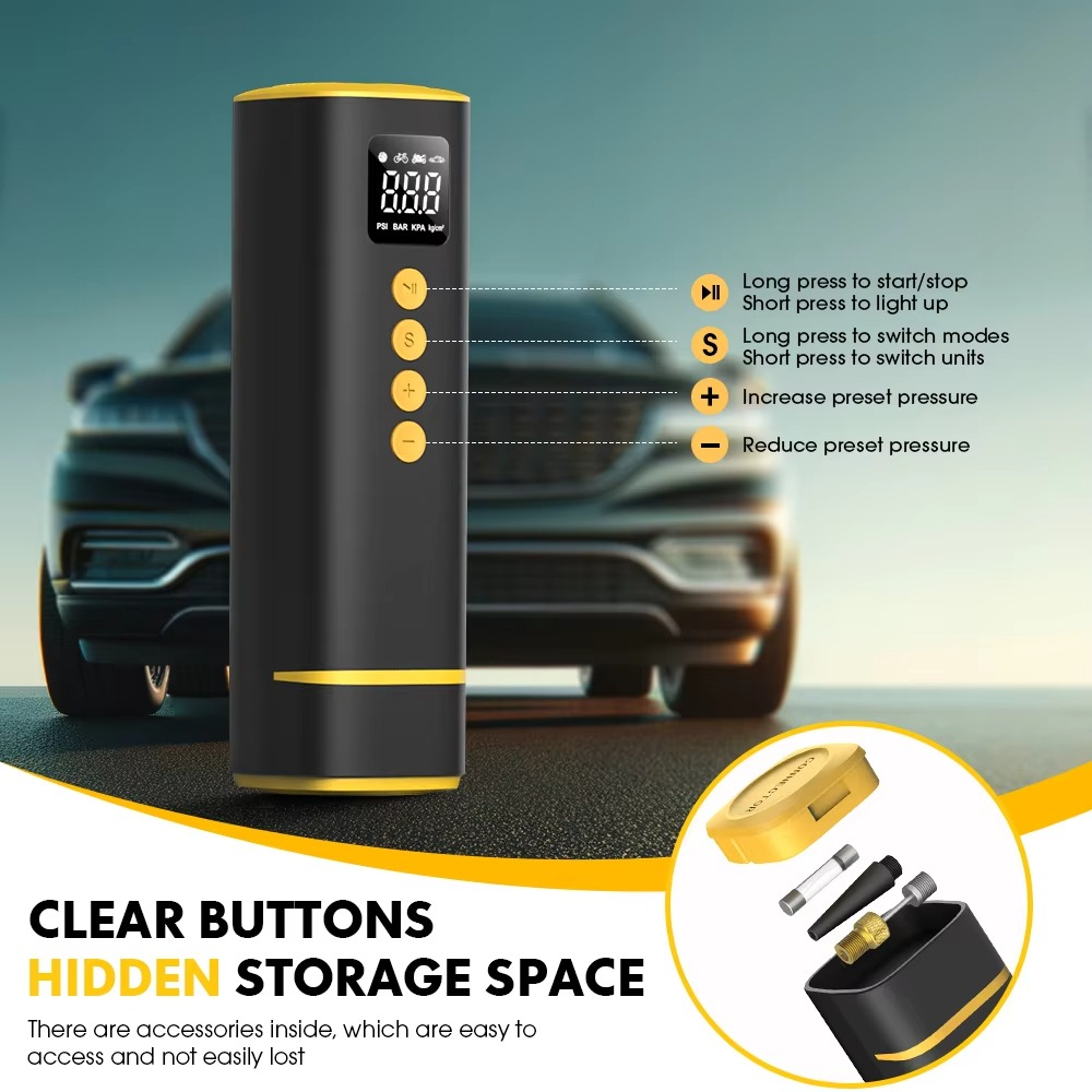 CARSUN Car Tire Air Pump Mini Air Compressor Portable Wired Inflator For Car Motorcycle Bicycle With Extended Power Cord