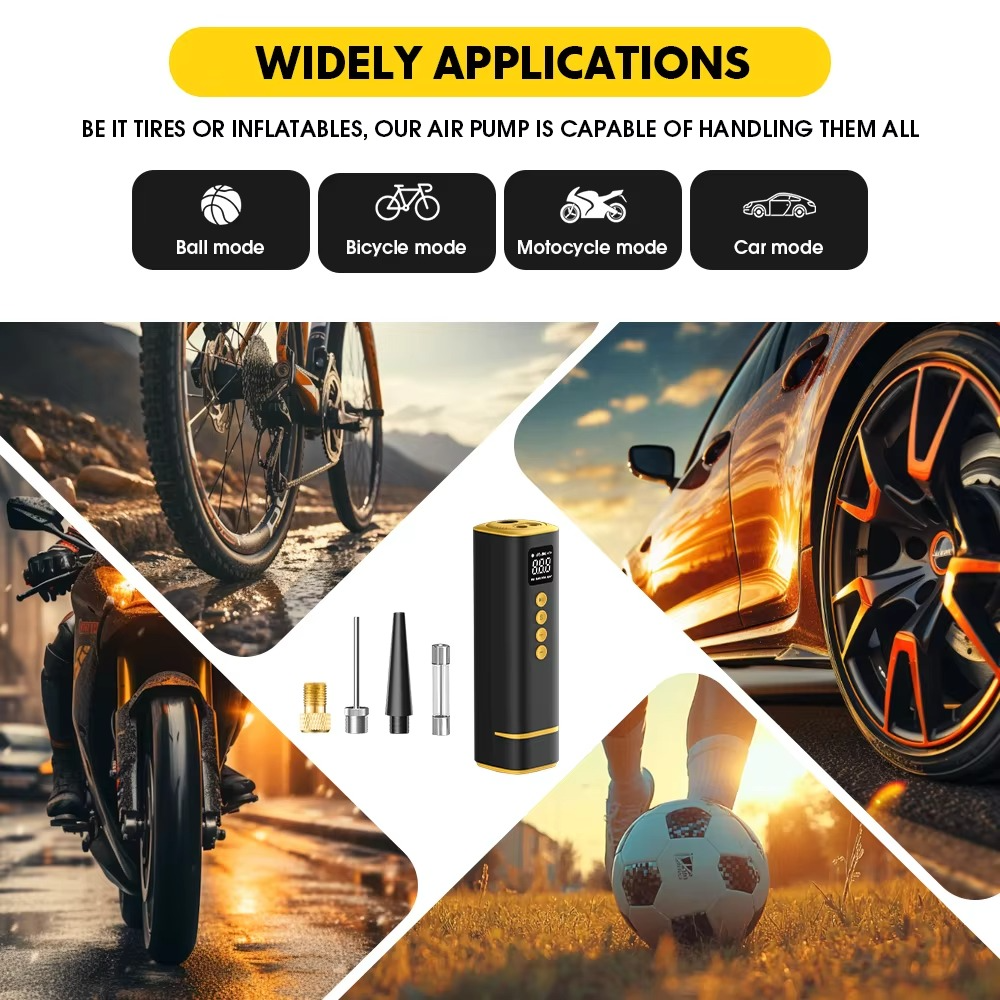 CARSUN Car Tire Air Pump Mini Air Compressor Portable Wired Inflator For Car Motorcycle Bicycle With Extended Power Cord