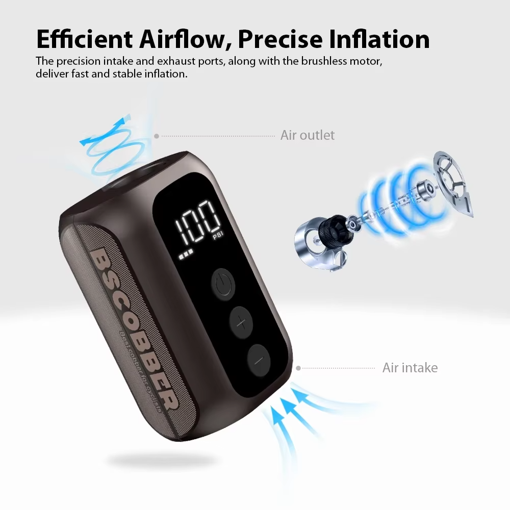 BSCOBBER A5mini Portable Air Pump Portable Rechargeable Wireless Bicycle Accessories Tire Inflator 100PSI High Pressure