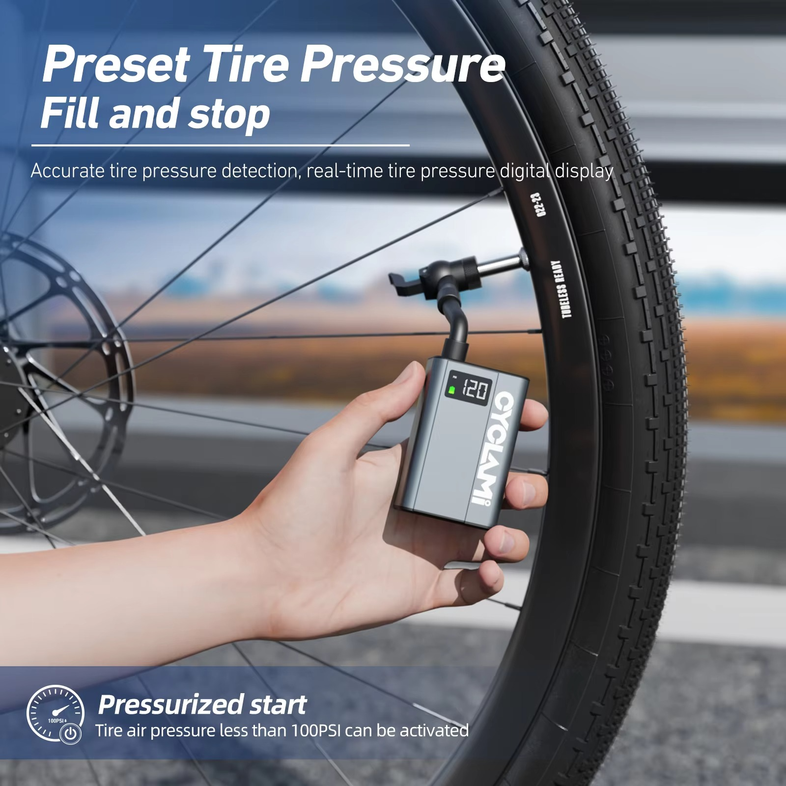 Ultralight Bike Air Electric Pump CYCLAMI E1 120psi Portable Pocket Tire Inflator For MTB Road Bicycle Motorcycle Aluminum Alloy