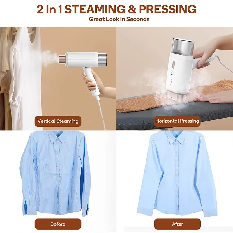 Foldable Steam Iron for Clothes Double Voltage Travel Steam Ironing Machine 120V/220V Hand-Held Clothing Steam