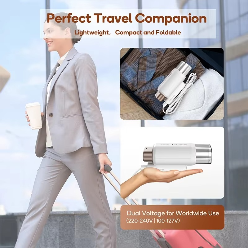 Foldable Steam Iron for Clothes Double Voltage Travel Steam Ironing Machine 120V/220V Hand-Held Clothing Steam