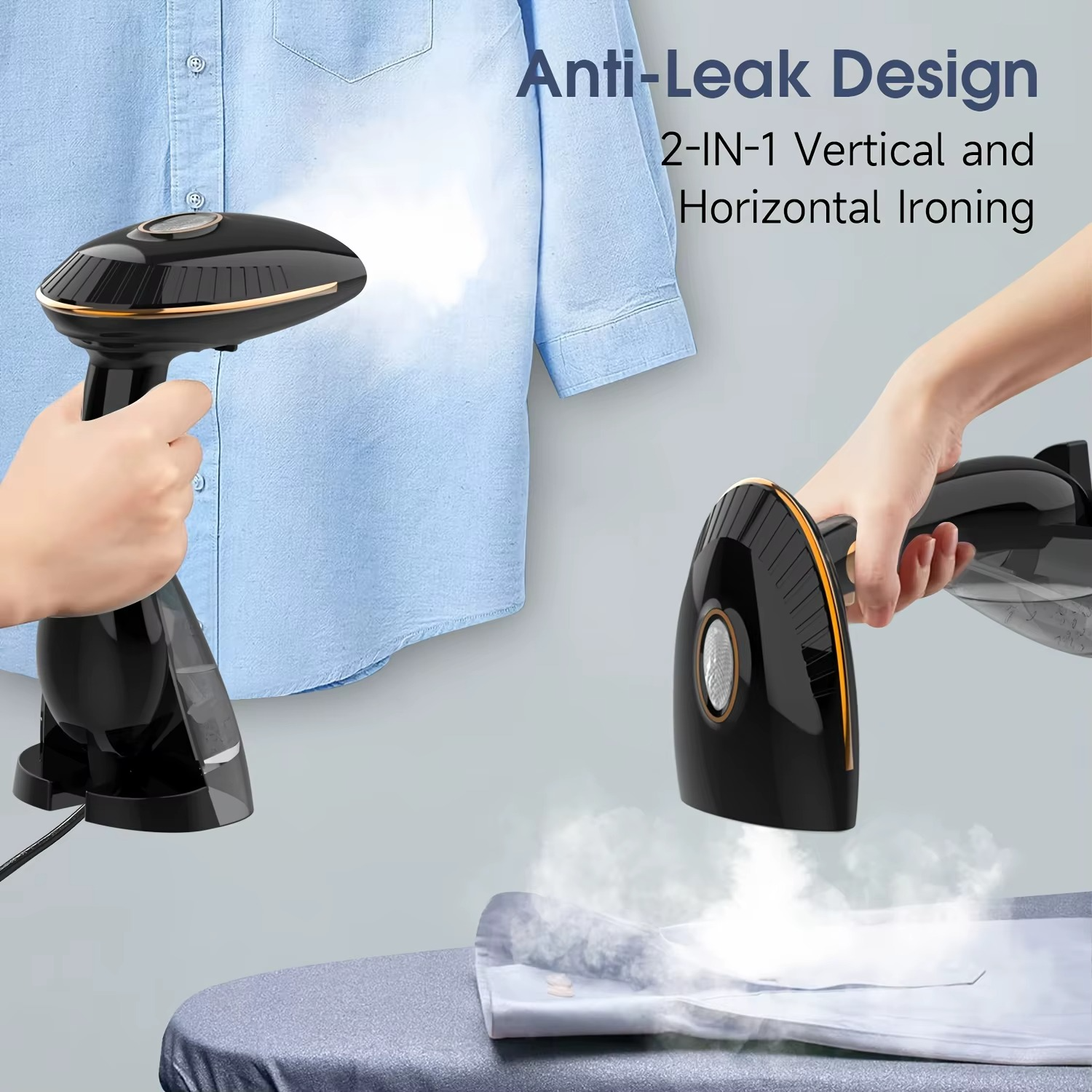Handheld Garment Steamer - 1500W Fast Heating, Large Water Tank, Auto Shut-Off, Continuous Steam, Metal & Plastic 220-240V