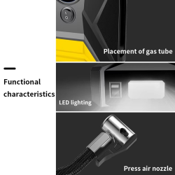 LEIBOO Corded Portable Car Air Pump 12V 150PSI Electric Tire Inflator Pump Motorcycle Bike Ball LED Light Car Air Compressor
