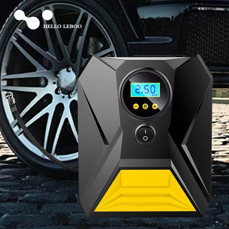 LEIBOO Corded Portable Car Air Pump 12V 150PSI Electric Tire Inflator Pump Motorcycle Bike Ball LED Light Car Air Compressor