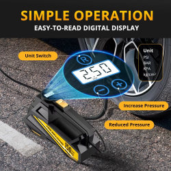 CARSUN 12V 150PSI Corded Tire Inflator with TPMS & LED Light, Portable Air Compressor for Car Motorcycle Bike Ball