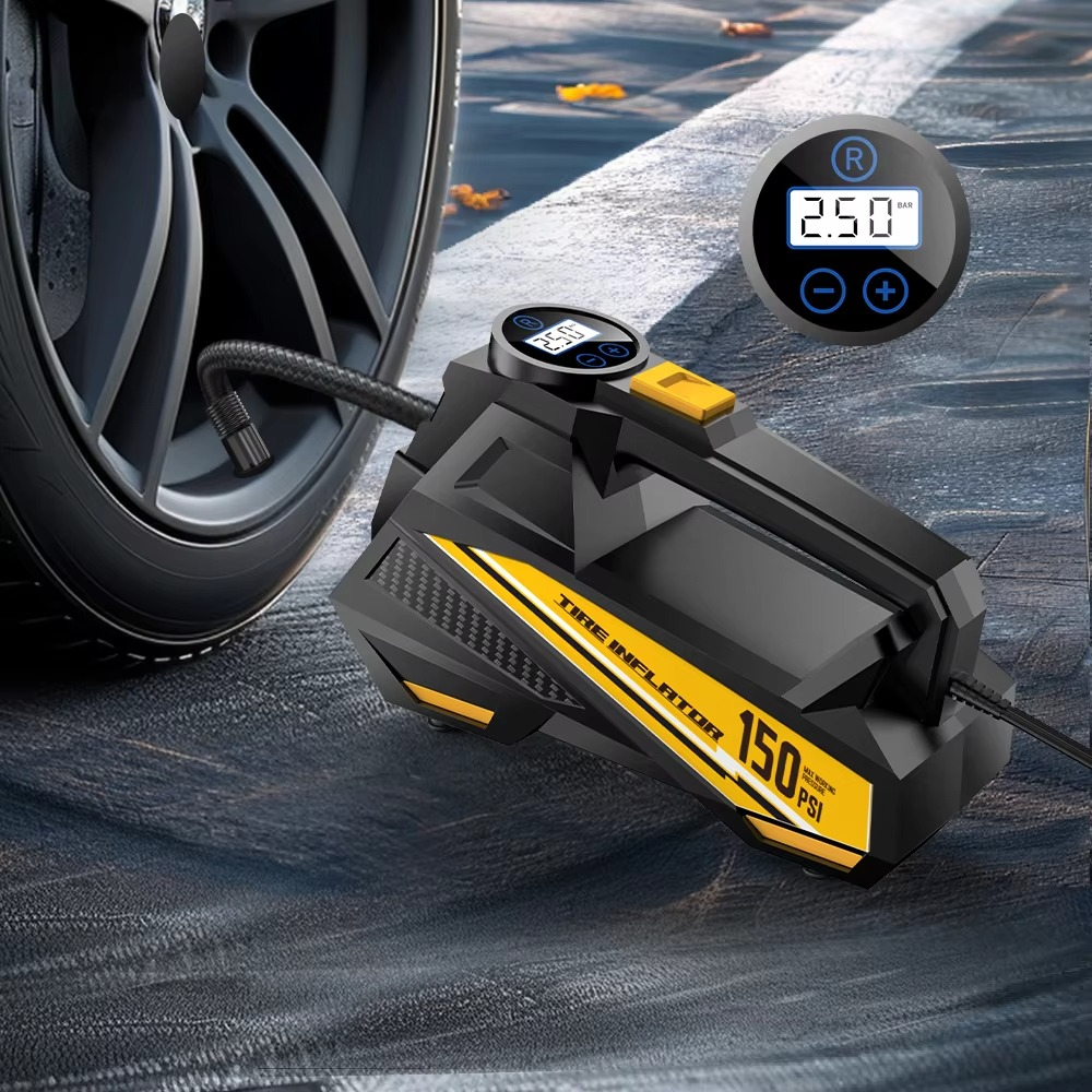 CARSUN 12V 150PSI Corded Tire Inflator with TPMS & LED Light, Portable Air Compressor for Car Motorcycle Bike Ball