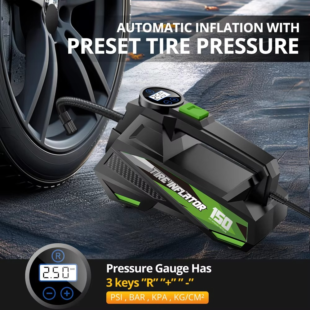 Carsun Car Air Pump Air Compressor 12V 150Psi Electric Wireless Portable Tire Inflator Pump for Motorcycle Bicycle Car Tyre Ball