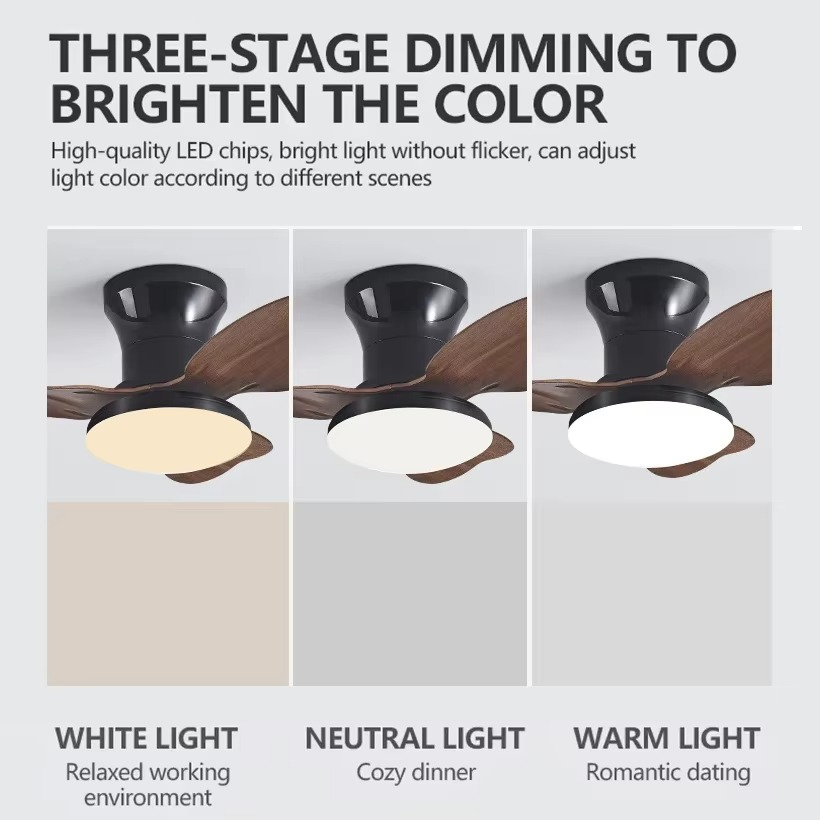Modern Black White Low Floor DC Motor 35W Ceiling Fans With Remote Control Simple Ceiling Fan With 24W Light Home Fan 220V