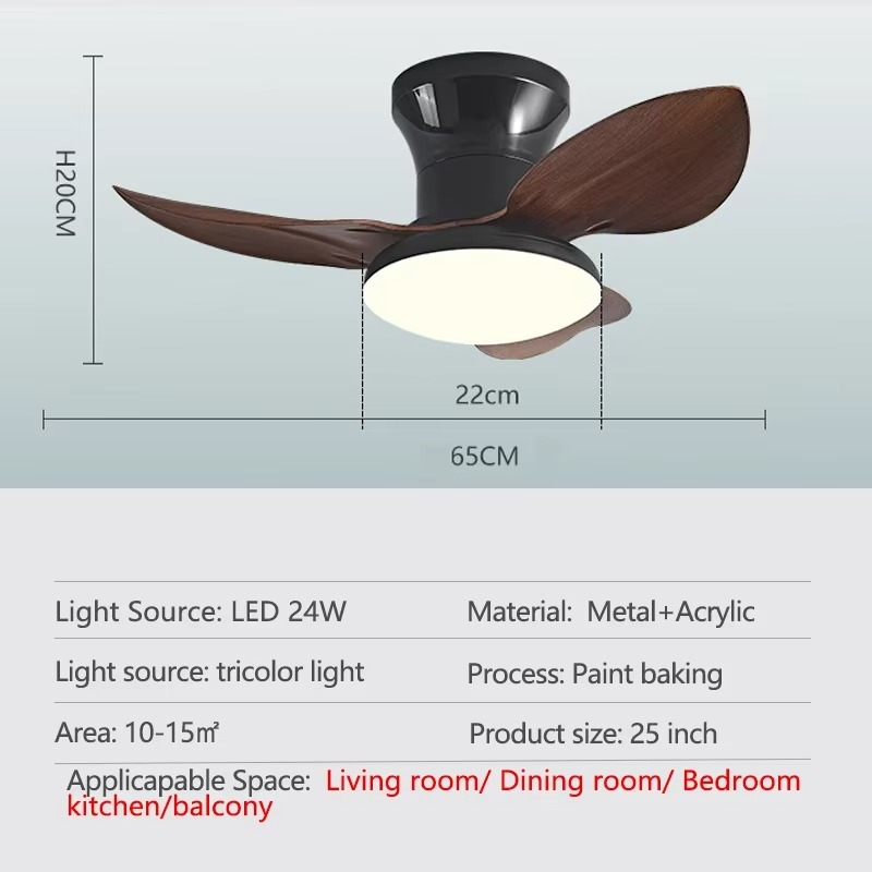 Modern Black White Low Floor DC Motor 35W Ceiling Fans With Remote Control Simple Ceiling Fan With 24W Light Home Fan 220V